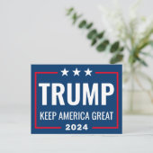 Trump 2024 Keep America Great - blue red Briefkaart (Staand voorkant)