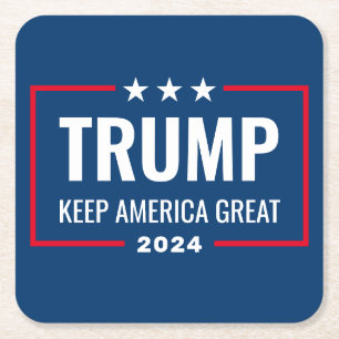 Trump 2024 Keep America Great - blue red Kartonnen Onderzetters