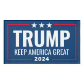 Trump 2024 Keep America Great - blue red Naambadge (Voorkant)