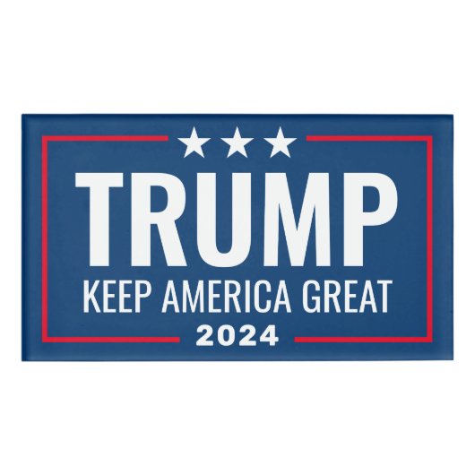 Trump 2024 Keep America Great - blue red Naambadge (Voorkant)