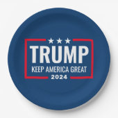 Trump 2024 Keep America Great - blue red Papieren Bordje (Voorkant)