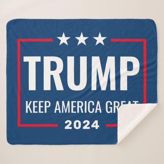 Trump 2024 Keep America Great - blue red Sherpa Deken (Voorkant (horizontaal))