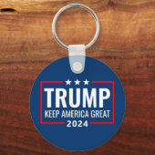 Trump 2024 Keep America Great - blue red Sleutelhanger (Voorkant)