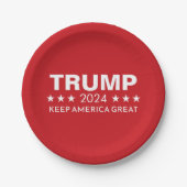Trump 2024 - Keep America Great Red Papieren Bordje (Voorkant)