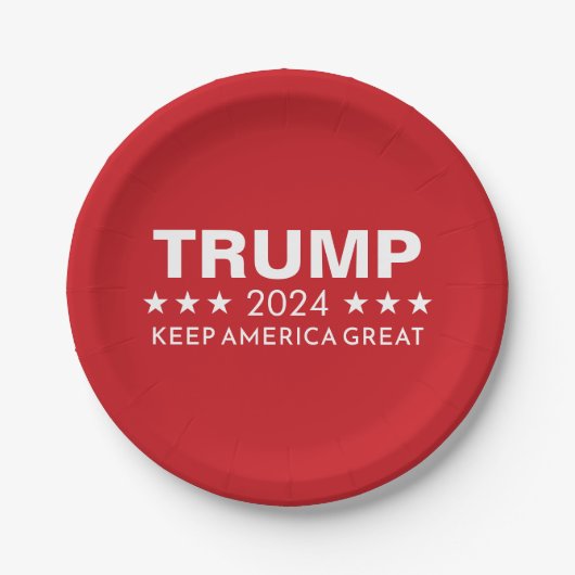 Trump 2024 - Keep America Great Red Papieren Bordje (Voorkant)