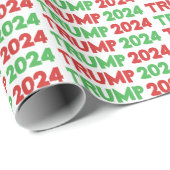 TRUMP 2024-kerstrood groen patroon Cadeaupapier (Rol Hoek)