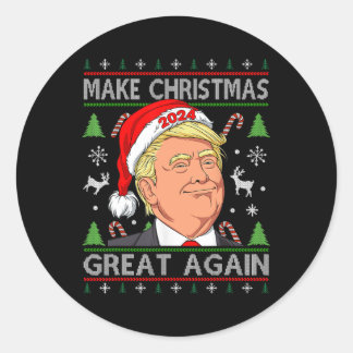 Trump 2024 Maak Kerstmis weer groot lelijke trui Ronde Sticker