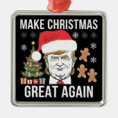 Trump 2024 maakt kerst weer geweldig metalen ornament (Voorkant)