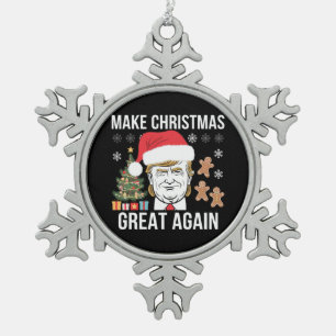 Trump 2024 maakt kerst weer geweldig tin sneeuwvlok ornament