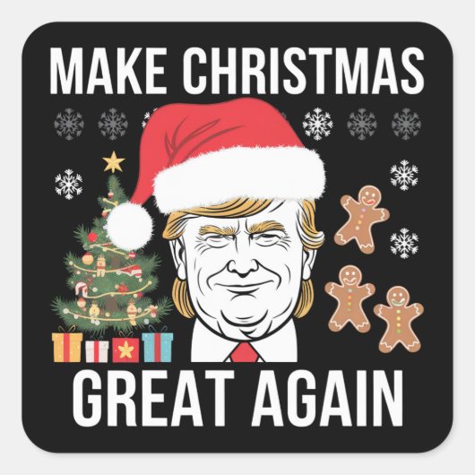 Trump 2024 maakt kerst weer geweldig vierkante sticker (Voorkant)
