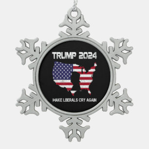 Trump 2024 maakt liberalen weer aan het roer tin sneeuwvlok ornament