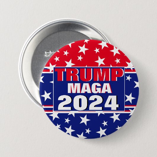 TRUMP 2024 MAGA RONDE BUTTON 7,6 CM (Voorkant /achterkant)