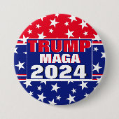 TRUMP 2024 MAGA RONDE BUTTON 7,6 CM (Voorkant)