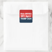Trump 2024 maken Amerika weer VEILIG Vierkante Sticker (Tas)