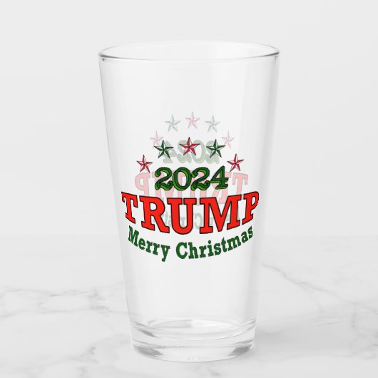 Trump 2024 Merry-kerstglas Glas (Voorkant)