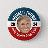 Trump 2024 met foto's - Drijvende kop Ronde Button 5,7 Cm (Voorkant)