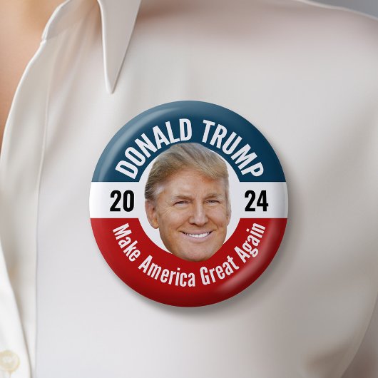 Trump 2024 met foto's - Drijvende kop Ronde Button 5,7 Cm