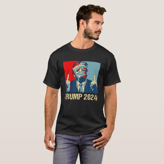  Trump 2024 middelvinger Ik zal terug Elec T-shirt (Voorkant volledig)