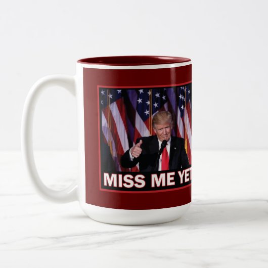 Trump 2024 Miss Me Tweekleurige Koffiemok (Links)