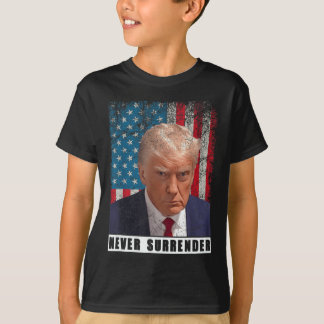 Trump 2024 Mok Shot President Never Surrender Flag T-shirt
