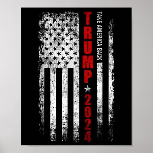 Trump 2024 Neem Amerika terug Amerikaanse vlag Pat Poster (Voorkant)