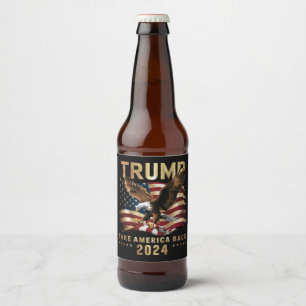 Trump 2024 Neem Amerika terug Amerikaanse vlag Tru Bier Etiket