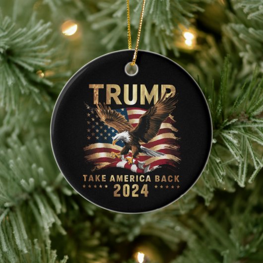 Trump 2024 Neem Amerika terug Amerikaanse vlag Tru Keramisch Ornament (Boom)