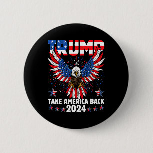 Trump 2024 Neem Amerika terug Amerikaanse vlag Tru Ronde Button 5,7 Cm