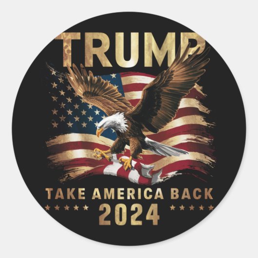 Trump 2024 Neem Amerika terug Amerikaanse vlag Tru Ronde Sticker (Voorkant)