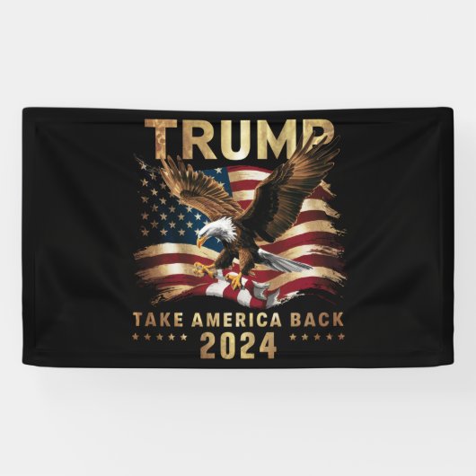 Trump 2024 Neem Amerika terug Amerikaanse vlag Tru Spandoek (Horizontaal)