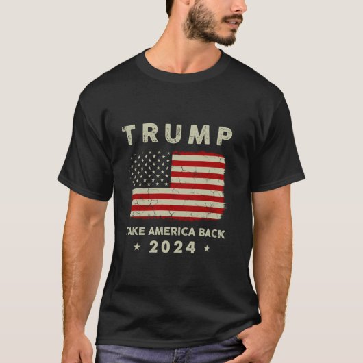 Trump 2024 Neem Amerika terug Amerikaanse vlag Tru T-shirt (Voorkant)
