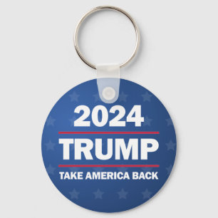 Trump 2024 Neem Amerika terug Button Sleutelhanger