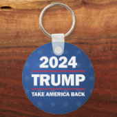 Trump 2024 Neem Amerika terug Button Sleutelhanger (Voorkant)