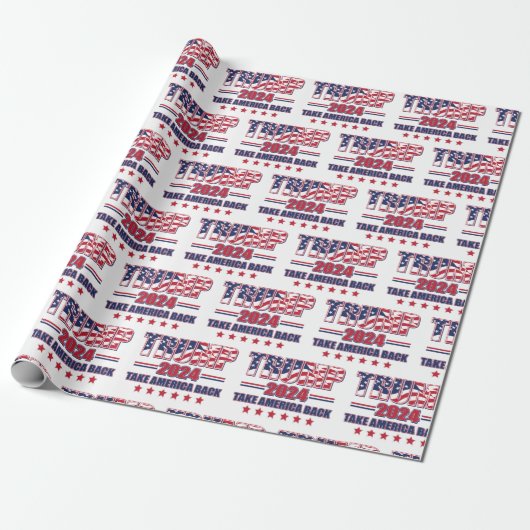 Trump 2024 Neem Amerika Terug Cadeaupapier (Uitgerold)