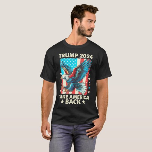 Trump 2024 Neem Amerika terug kale adelaar Amerika T-shirt (Voorkant volledig)
