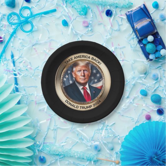 Trump 2024 Neem Amerika terug nieuwigheid Papieren Bordje (Feest)