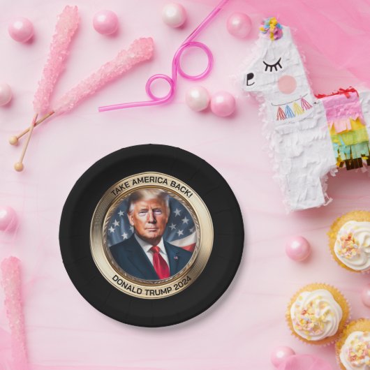 Trump 2024 Neem Amerika terug nieuwigheid Papieren Bordje (Feest)
