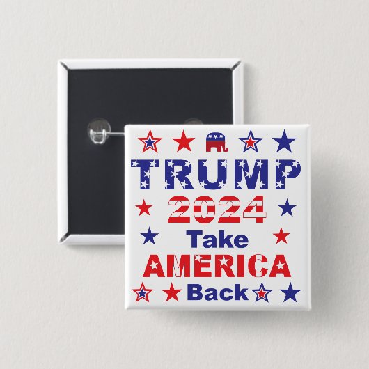 TRUMP 2024 Neem AMERIKA terug Vierkante Button 5,1 Cm (Voorkant /achterkant)