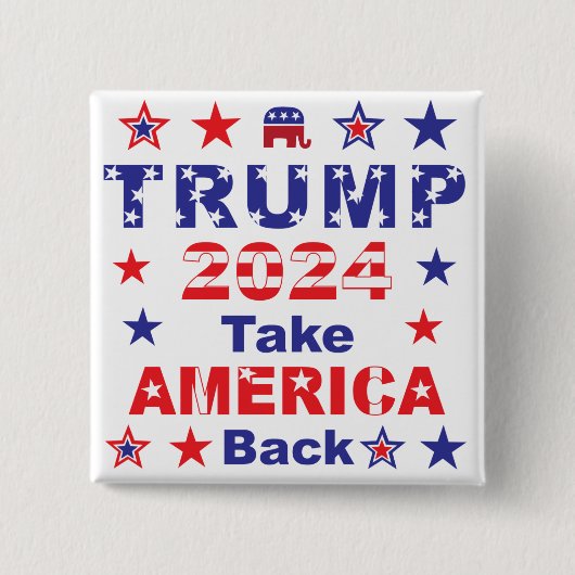 TRUMP 2024 Neem AMERIKA terug Vierkante Button 5,1 Cm (Voorkant)