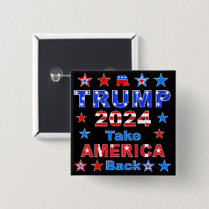 TRUMP 2024 Neem AMERIKA terug Vierkante Button 5,1 Cm