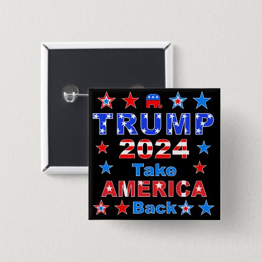 TRUMP 2024 Neem AMERIKA terug Vierkante Button 5,1 Cm (Voorkant /achterkant)