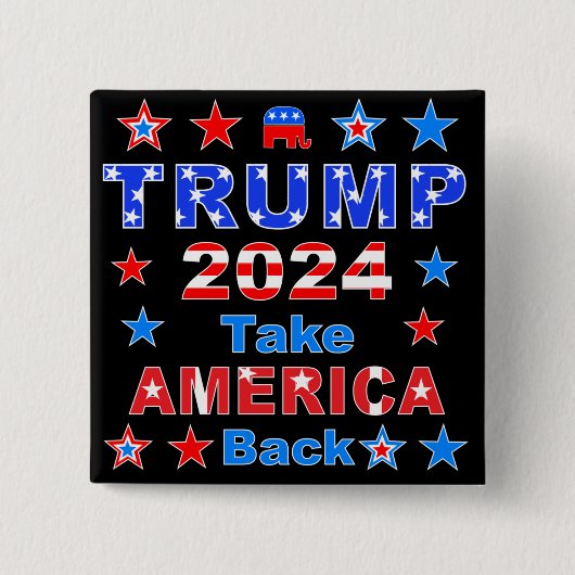 TRUMP 2024 Neem AMERIKA terug Vierkante Button 5,1 Cm (Voorkant)
