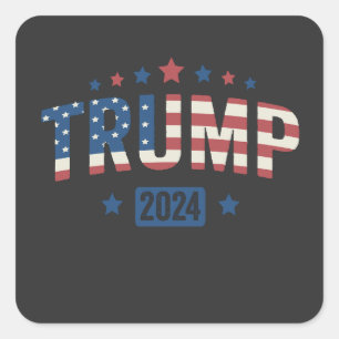 Trump 2024 Patriottisch Amerikaans Vlaggeschenk Vierkante Sticker