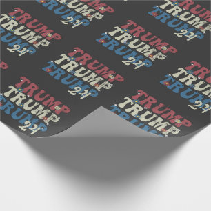 Trump 2024 Patriottische Amerikaanse Vlag 4 Juli Cadeaupapier