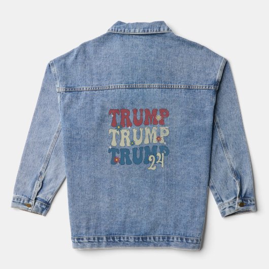 Trump 2024 Patriottische Amerikaanse Vlag 4 Juli  Denim Jacket (Achterkant)