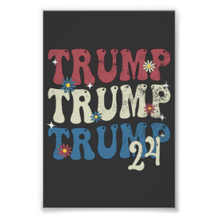 Trump 2024 Patriottische Amerikaanse vlag 4 juli Foto Afdruk