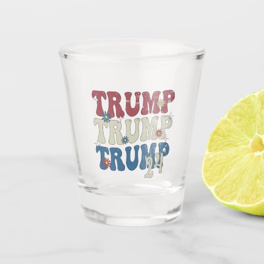 Trump 2024 Patriottische Amerikaanse vlag 4 juli Shot Glas (Voorkant)