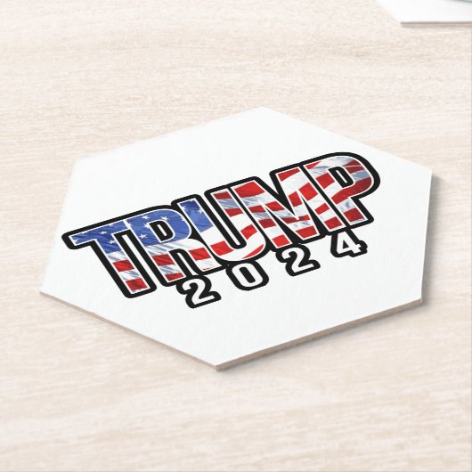 Trump 2024 Patriottische blokletters Kartonnen Onderzetters (Schuin)