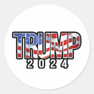 Trump 2024 Patriottische blokletters Ronde Sticker