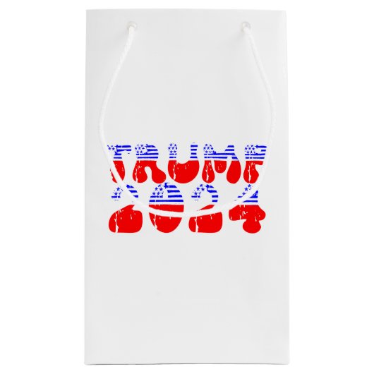 Trump 2024 Patriottische Retro Groovy Verkiezing Klein Cadeauzakje (Achterkant)